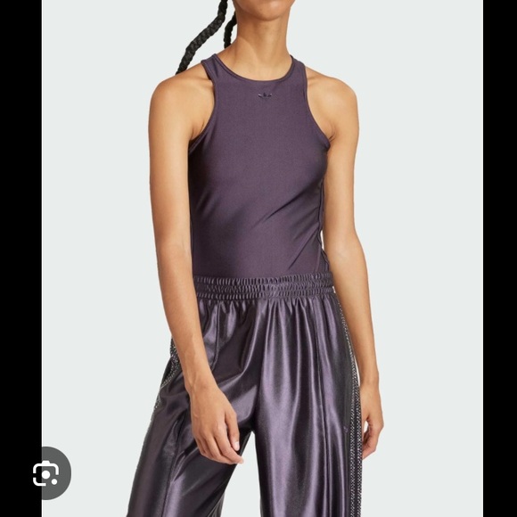 Adidas Originals Spandex Bodysuit in Shiny Aurora Black - Picture 5 of 7